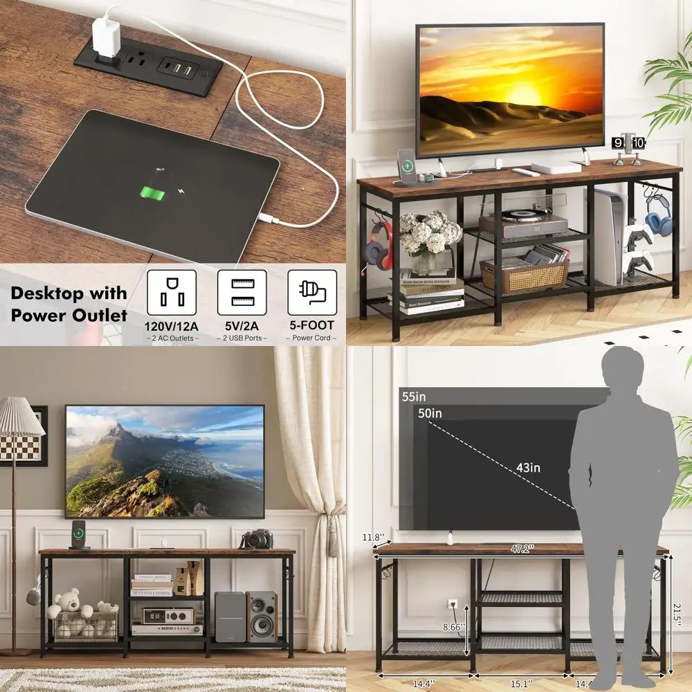 Rustic Brown 55 TV Stand with Power Outlet and Open Shelves for Living Room & Bedroom Entertainment
Rustic Brown 55 TV Stand with Power Outlet and Open Shelves for Living Room & Bedroom Entertainment