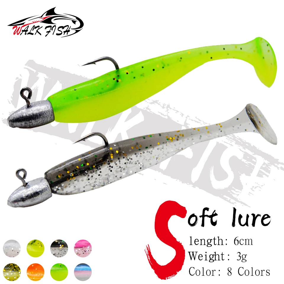 WALK FISH 1Pcs 60mm 3g T-tail Soft Fishing Bait Artificial Wobblers Lure Matched With Jig Head Hooks Swimbait Bass Pike Trout
WALK FISH 1Pcs 60mm 3g T-tail Soft Fishing Bait Artificial Wobblers Lure Matched With Jig Head Hooks Swimbait Bass Pike Trout