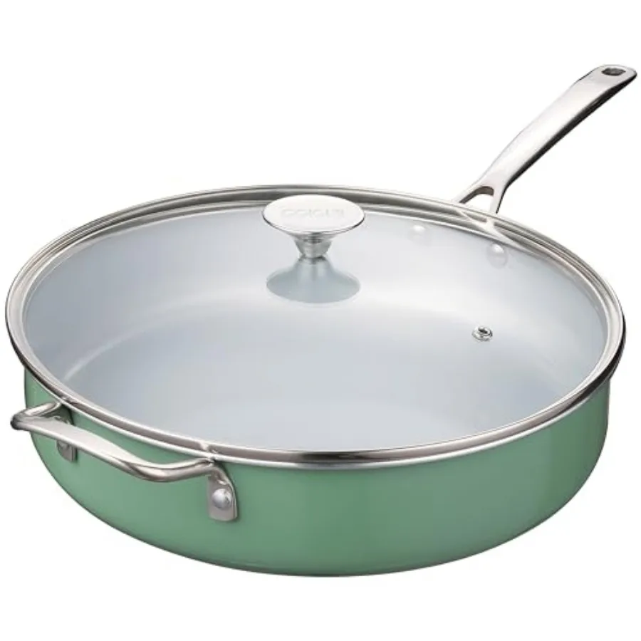 Nonstick Sauté Pan with Lid 5 QT Deep Frying Pan with Stainless Steel Helper Handle 12 inch Large Skillet Ceramic Jumbo Cooker
Nonstick Sauté Pan with Lid 5 QT Deep Frying Pan with Stainless Steel Helper Handle 12 inch Large Skillet Ceramic Jumbo Cooker