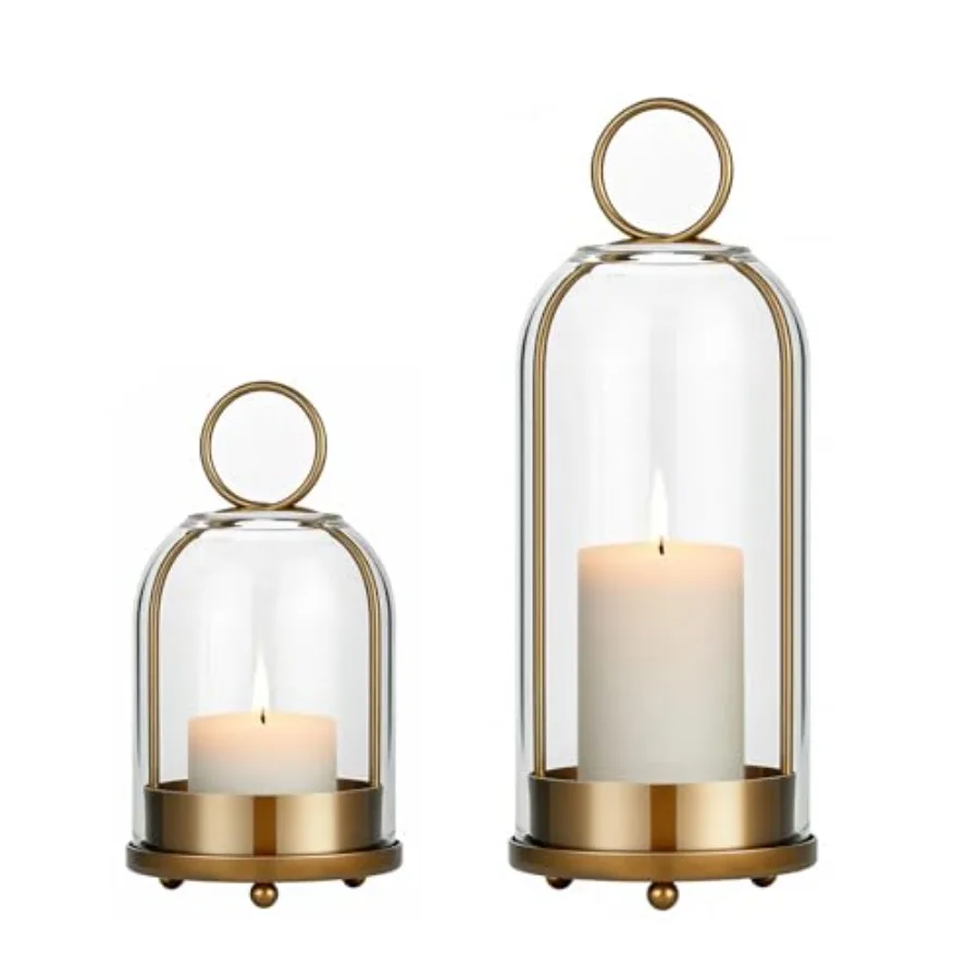 5"and4" Hurricane Glass Candle Holders, Hanging Brass Metal Candle Holder for Pillar Candles Table Coffee Table Decor Interior
5"and4" Hurricane Glass Candle Holders, Hanging Brass Metal Candle Holder for Pillar Candles Table Coffee Table Decor Interior