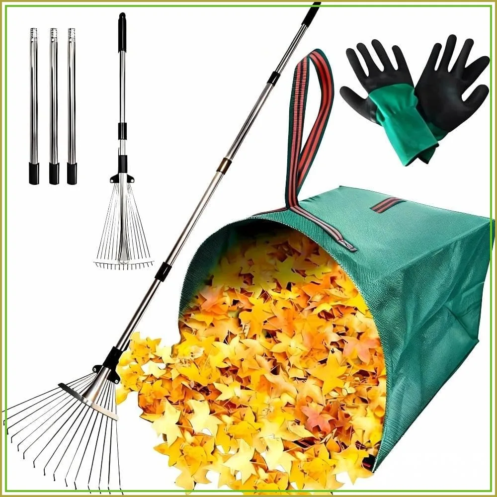 Heavy Duty Metal Leaf Rake with 53 Gallon Dustpan-Type Bags, Expandable Head 7-14" for Garden Yard Outdoor
Heavy Duty Metal Leaf Rake with 53 Gallon Dustpan-Type Bags, Expandable Head 7-14" for Garden Yard Outdoor