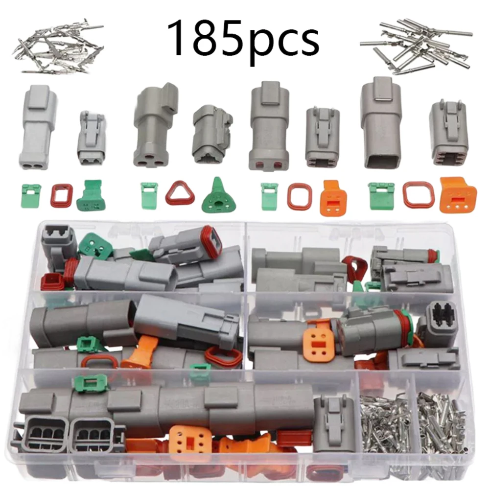 185 Pieces DT Series Waterproof Wire Connector Kit DT06-2/3/4/6 Pin Sealed Plug Male And Female Waterproof Wiring Harness Plugs
185 Pieces DT Series Waterproof Wire Connector Kit DT06-2/3/4/6 Pin Sealed Plug Male And Female Waterproof Wiring Harness Plugs