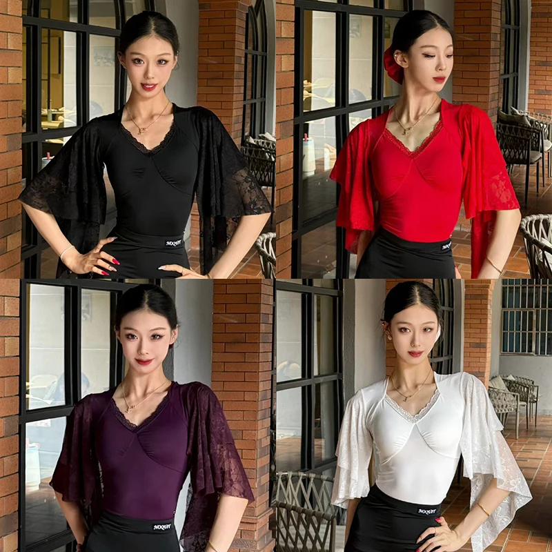 2026 Modern Dance Clothes Standard Ballroom Dance Bodysuit Black Lace V-Neck Top Women Ballroom Dancing Training Wear Red 2792
2026 Modern Dance Clothes Standard Ballroom Dance Bodysuit Black Lace V-Neck Top Women Ballroom Dancing Training Wear Red 2792
