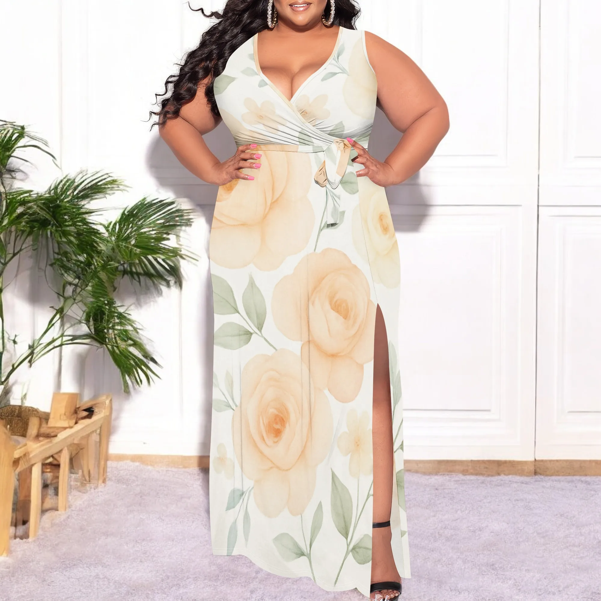 Plus Size Soft Rose Floral Maxi Dress XL-6XL V-Neck Wrap Sleeveless Style for Spring Wedding or Mother’s Day Brunch Look
Plus Size Soft Rose Floral Maxi Dress XL-6XL V-Neck Wrap Sleeveless Style for Spring Wedding or Mother’s Day Brunch Look