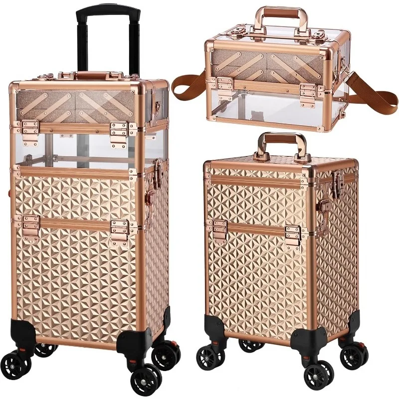 3 in 1 Train Case on Wheels Large Makeup Trolley Salon Barber Traveling Trunk Suitcase for Cosmetology Nail Tech Hairstylist
3 in 1 Train Case on Wheels Large Makeup Trolley Salon Barber Traveling Trunk Suitcase for Cosmetology Nail Tech Hairstylist