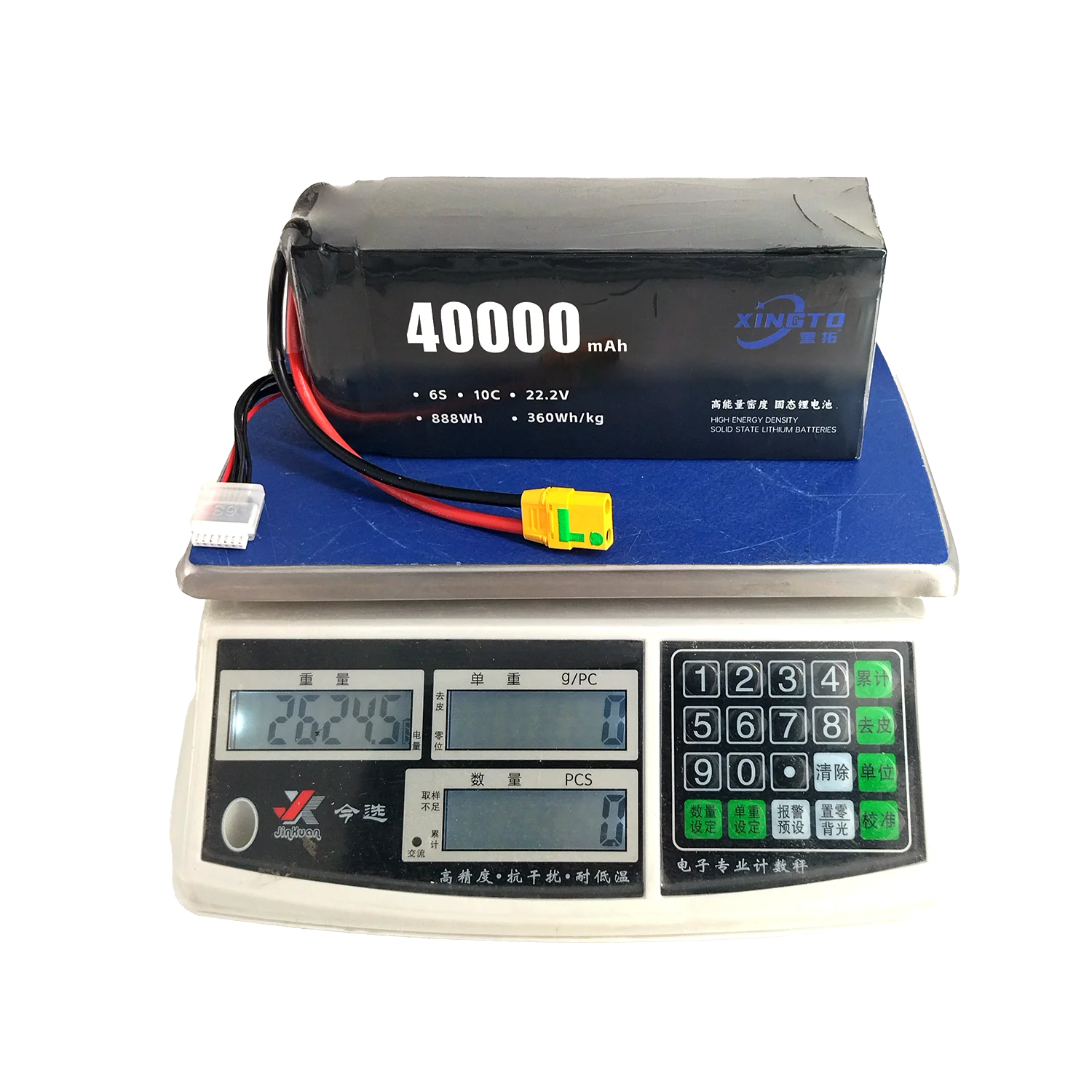 XT 40000mAh 6S 10C 2.62kg 360WH/KG High Energy Density Solid State Lion Pack Battery Rechargeable Battery Drone UAV VTOL Battery
XT 40000mAh 6S 10C 2.62kg 360WH/KG High Energy Density Solid State Lion Pack Battery Rechargeable Battery Drone UAV VTOL Battery