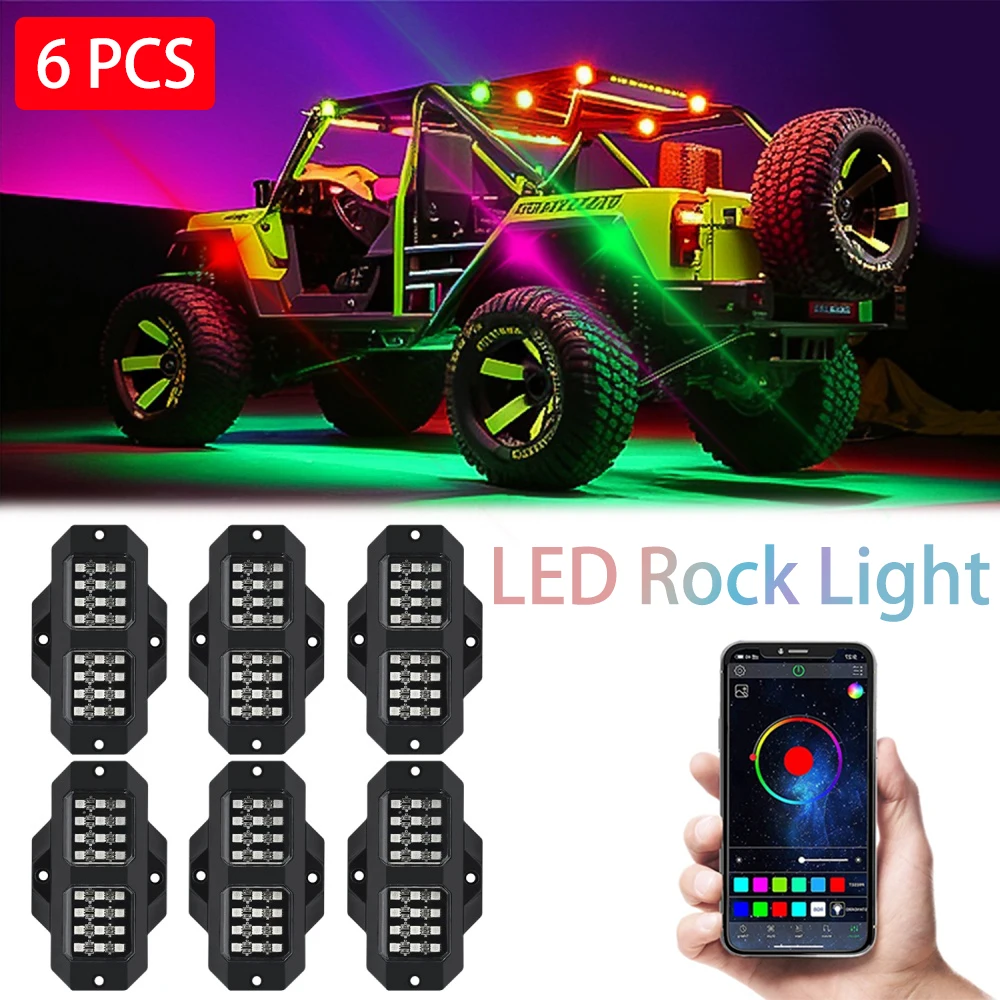 6Pcs RGB 24 LED Rock Lights APP Control Music Neon Car Atmosphere Chassis Light for Offroad Truck SUV Rock Lamp Car Accessories
6Pcs RGB 24 LED Rock Lights APP Control Music Neon Car Atmosphere Chassis Light for Offroad Truck SUV Rock Lamp Car Accessories