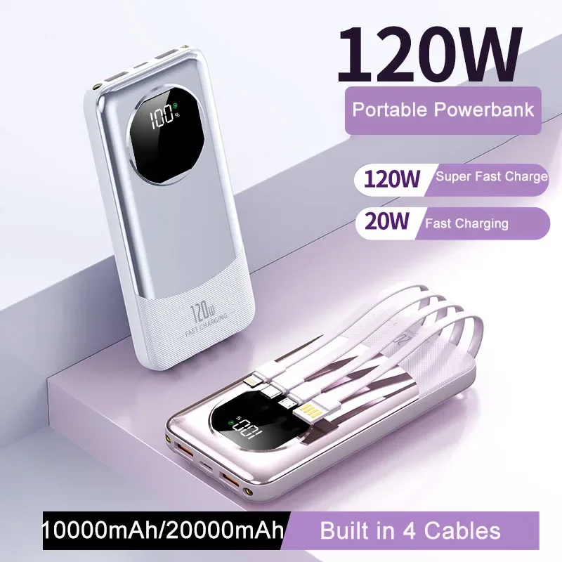 New 120W Fast Charging 30000mAh Power Bank Portable External Battery Charger With Cables LED Light for iPhone Xiaomi Powerbank
New 120W Fast Charging 30000mAh Power Bank Portable External Battery Charger With Cables LED Light for iPhone Xiaomi Powerbank