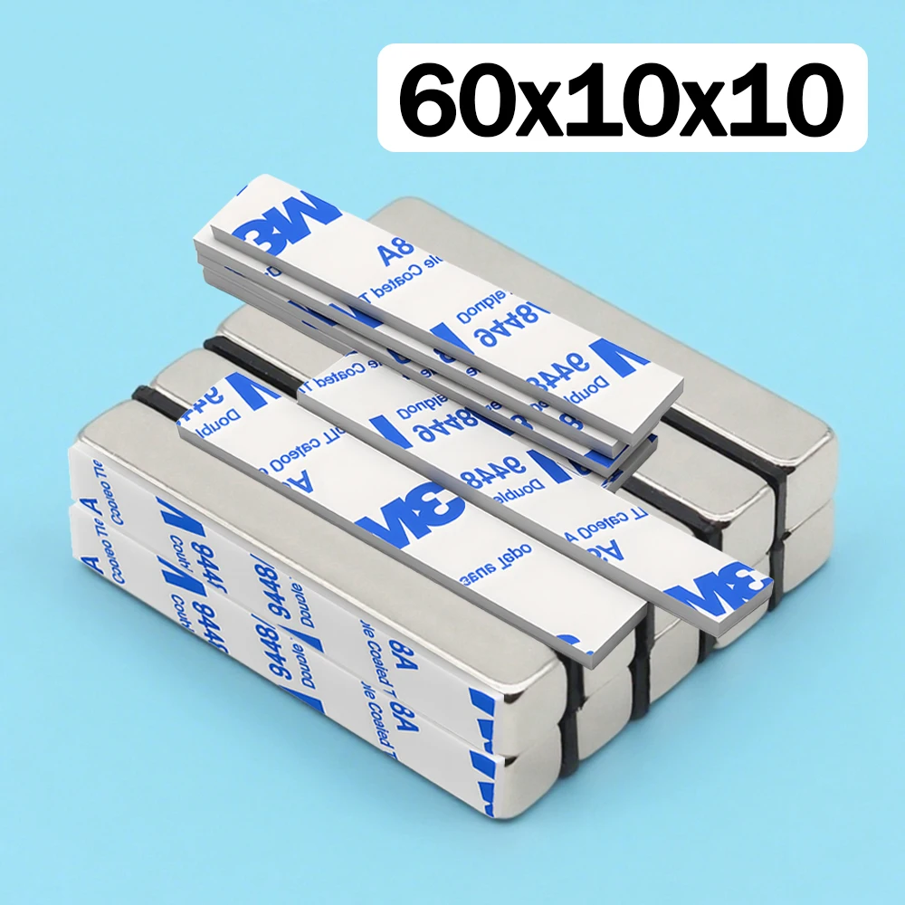 60x10x10mm Super Powerful Block Neodymium Magnet With double-sided adhesive Magnet N35 Strong Permanent Magnetic imanes
60x10x10mm Super Powerful Block Neodymium Magnet With double-sided adhesive Magnet N35 Strong Permanent Magnetic imanes