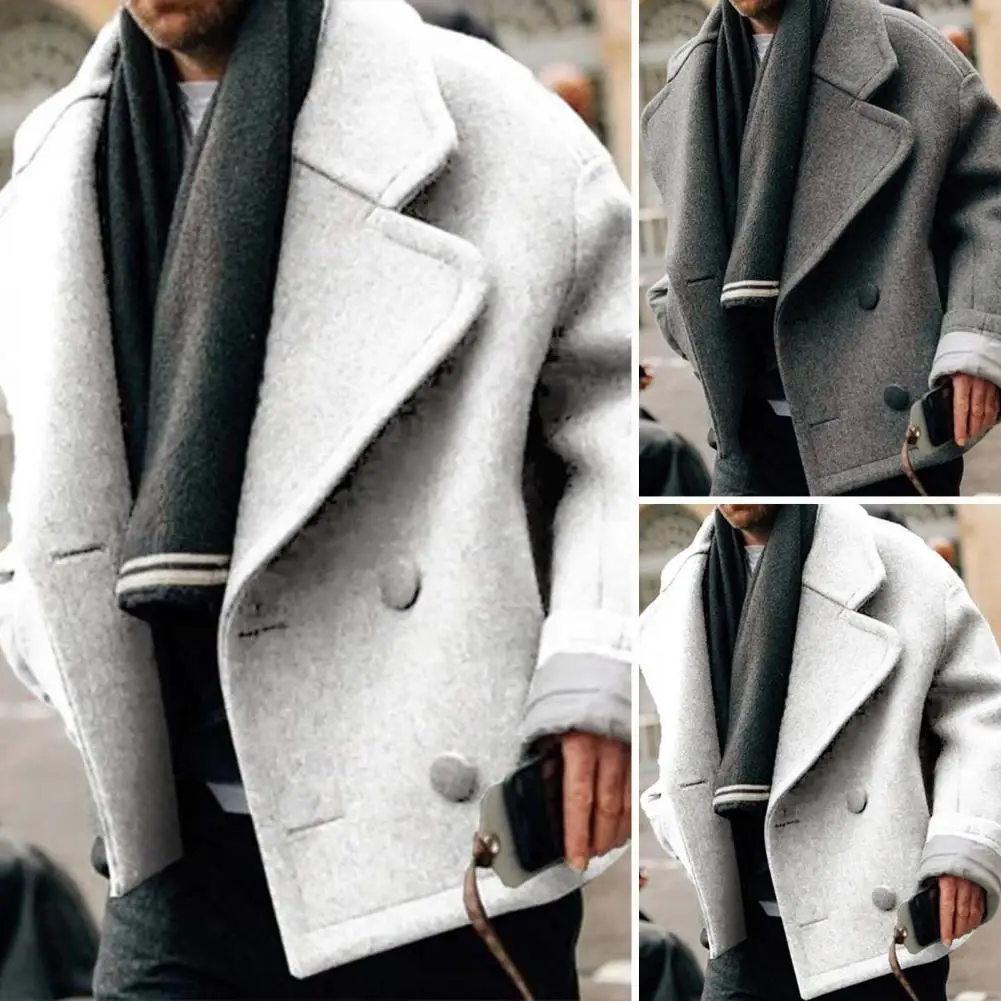 Solid Color Woolen Coat Men Woolen Coat Stylish Men's Double Breasted Winter Coat Lapel Long Sleeve Outwear with Pockets Solid
Solid Color Woolen Coat Men Woolen Coat Stylish Men's Double Breasted Winter Coat Lapel Long Sleeve Outwear with Pockets Solid