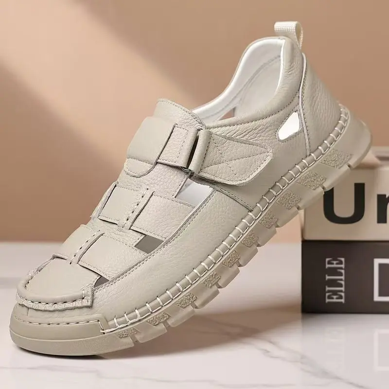 Men Genuine Leather Closed Toe Hollow Out Sandals Summer New Soft Sole Breathable Lightweight Velcro Outdoor Casual Sandals
Men Genuine Leather Closed Toe Hollow Out Sandals Summer New Soft Sole Breathable Lightweight Velcro Outdoor Casual Sandals