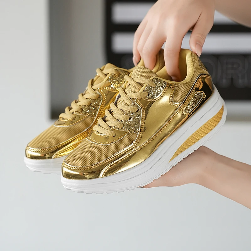 Glossy Gold Luxury Ladies Shoes Trend Versatile Women Platform Sneaker Comfort Designer Casual Shoes Woman 2025 zapatos de mujer
Glossy Gold Luxury Ladies Shoes Trend Versatile Women Platform Sneaker Comfort Designer Casual Shoes Woman 2025 zapatos de mujer