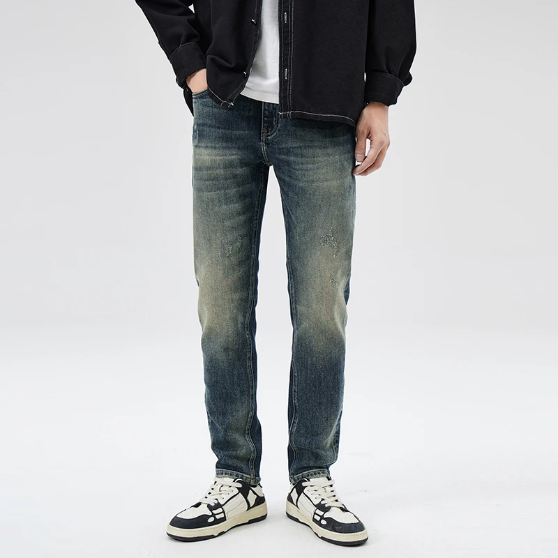 Four-Season Classic Distressed Whiskers Vintage Style Denim Jeans for Men Embroidery Waist Stretch Soft Slim Fit Washed Pants
Four-Season Classic Distressed Whiskers Vintage Style Denim Jeans for Men Embroidery Waist Stretch Soft Slim Fit Washed Pants