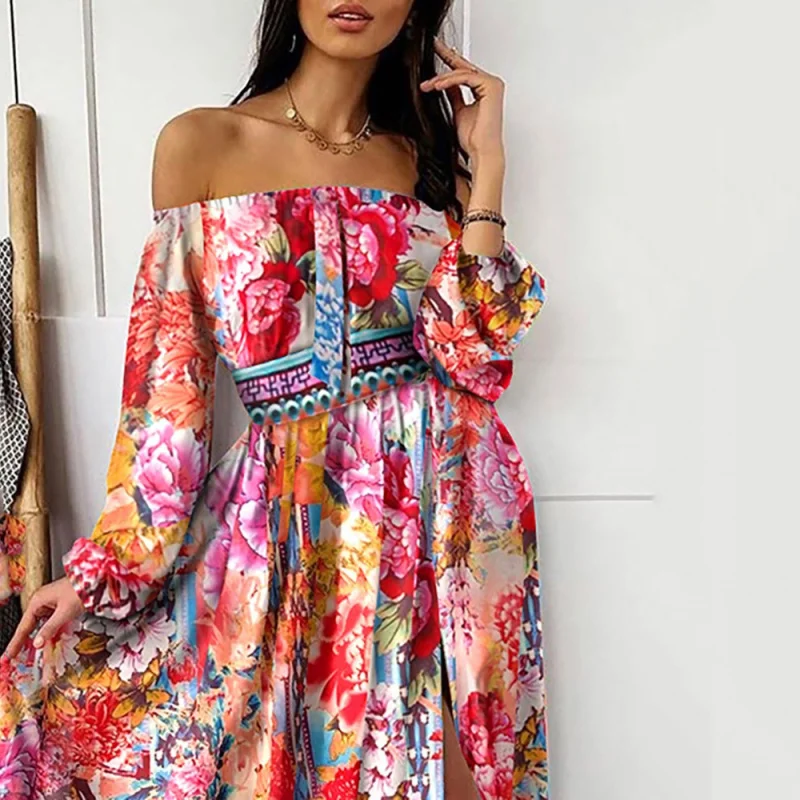 2025 summer evening floral-print off-shoulder pullover retro long sleeve big hem split women's fashion long dress C001
2025 summer evening floral-print off-shoulder pullover retro long sleeve big hem split women's fashion long dress C001