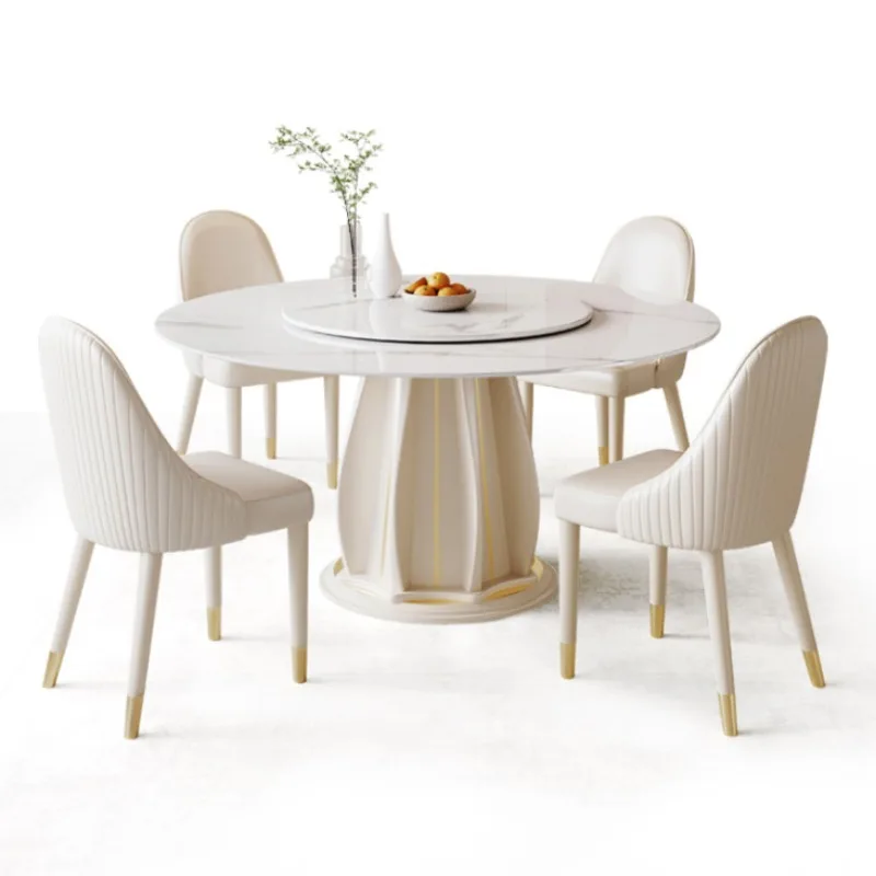 Cream wind solid wood rock slab dining table Modern simple dining Household small apartment round table with turntabl
Cream wind solid wood rock slab dining table Modern simple dining Household small apartment round table with turntabl