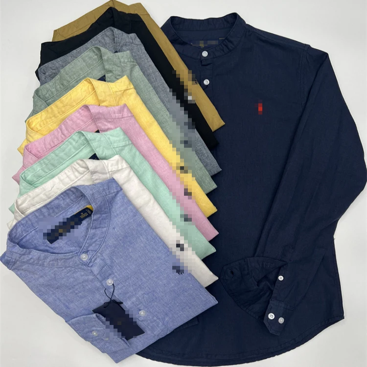 Spring Autumn Men's Slim Fit Long Sve irt Linen Cotton Pure Color Embroidery Busin Casual Stand Collar Button up Top
Spring Autumn Men's Slim Fit Long Sve irt Linen Cotton Pure Color Embroidery Busin Casual Stand Collar Button up Top