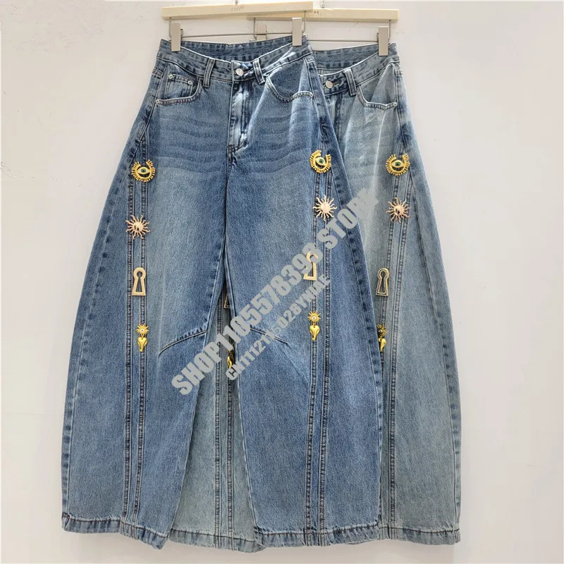 Trend Metal Buckles Decorated Scimitar Pants Distressed Curved-Leg Jeans Mid Waist Wide-Leg Pants Women Trousers Y2k Streetwear
Trend Metal Buckles Decorated Scimitar Pants Distressed Curved-Leg Jeans Mid Waist Wide-Leg Pants Women Trousers Y2k Streetwear