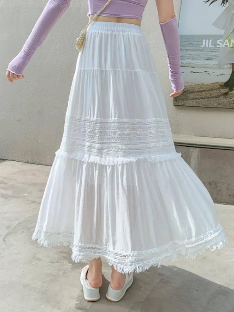SMTHMA New Fashion High Waisted Lace Patchwork Mid Length Skirt Women's Elastic High Waist Tassel Solid A-line Long Skirt
SMTHMA New Fashion High Waisted Lace Patchwork Mid Length Skirt Women's Elastic High Waist Tassel Solid A-line Long Skirt