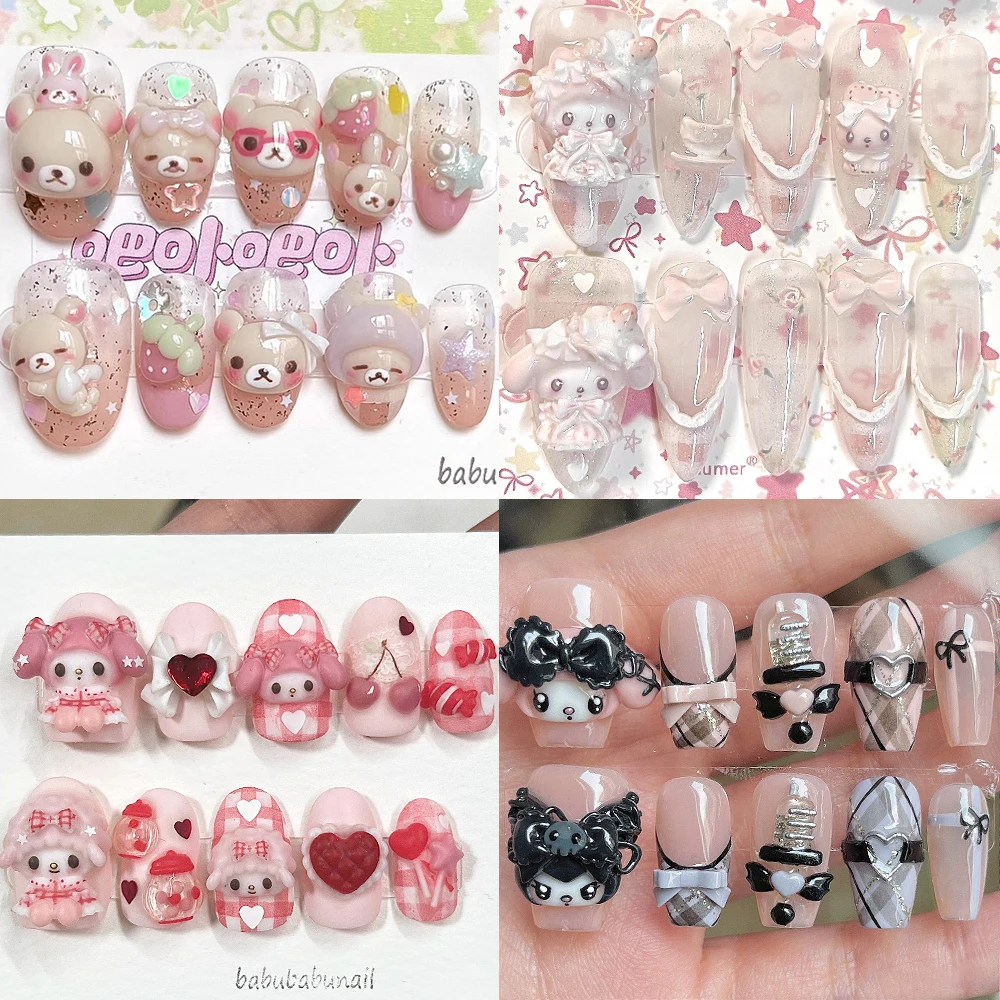 Kawaii Sanrio My Melody Kuromi Cinnamoroll Handmande Pink Nail Party Sticker Sweet Cute Rilakkuma Flowers Sequins Press On Nails
Kawaii Sanrio My Melody Kuromi Cinnamoroll Handmande Pink Nail Party Sticker Sweet Cute Rilakkuma Flowers Sequins Press On Nails