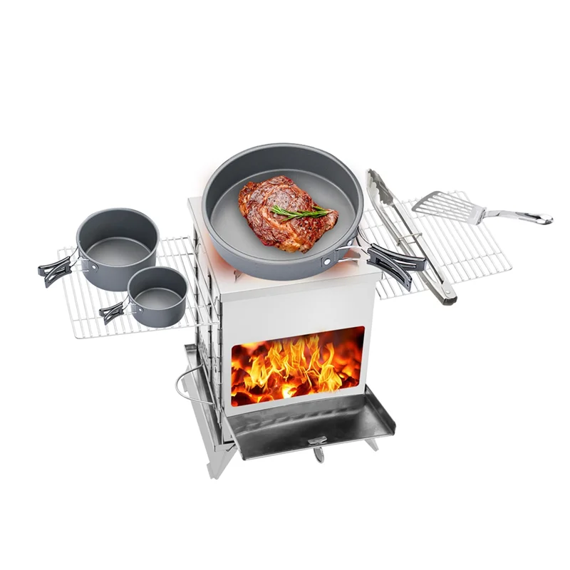 KB-1 Piece New Camping Barbecue Oven, Camp Tent Stove With Grill Racks Silver Stainless Steel Portable Wood Burning Stove
KB-1 Piece New Camping Barbecue Oven, Camp Tent Stove With Grill Racks Silver Stainless Steel Portable Wood Burning Stove