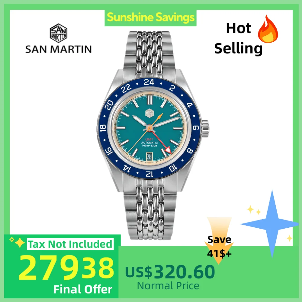 San Martin Original 39.5mm NH34 GMT Men Mechanical Wristwatch Fly Adjustable Clasp Sports Watch Waterproof 10Bar Relojes SN0116
San Martin Original 39.5mm NH34 GMT Men Mechanical Wristwatch Fly Adjustable Clasp Sports Watch Waterproof 10Bar Relojes SN0116