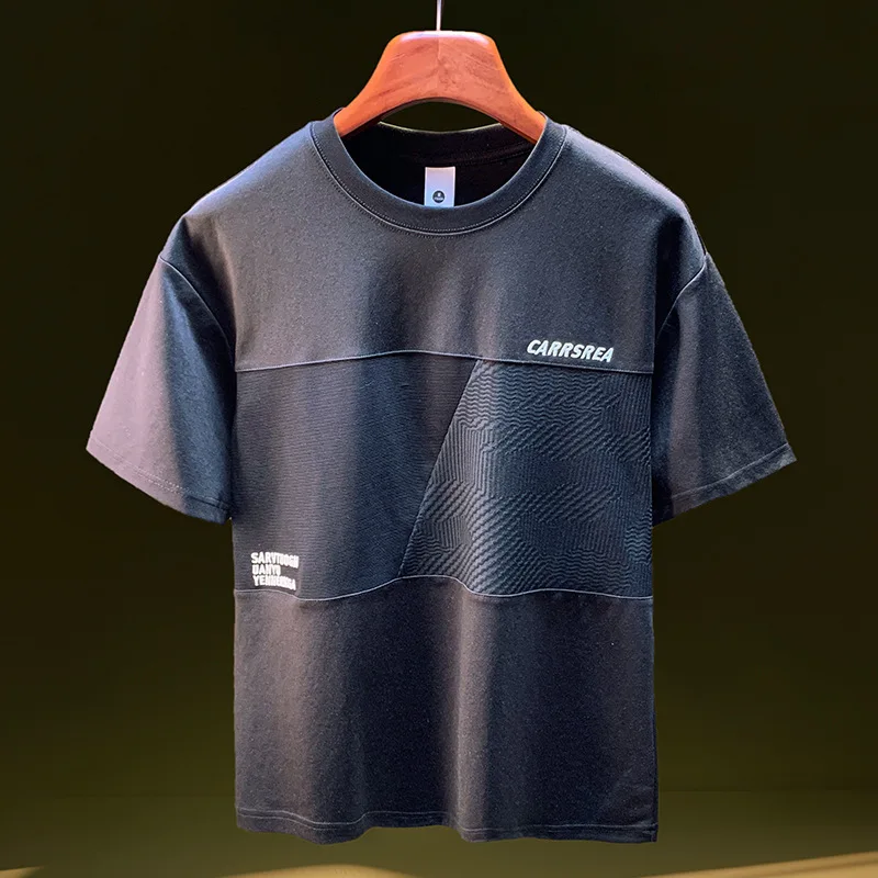 High end thin short sleeved T-shirt men's summer letter embroidery loose half sleeved T-shirt design sense patchwork top
High end thin short sleeved T-shirt men's summer letter embroidery loose half sleeved T-shirt design sense patchwork top
