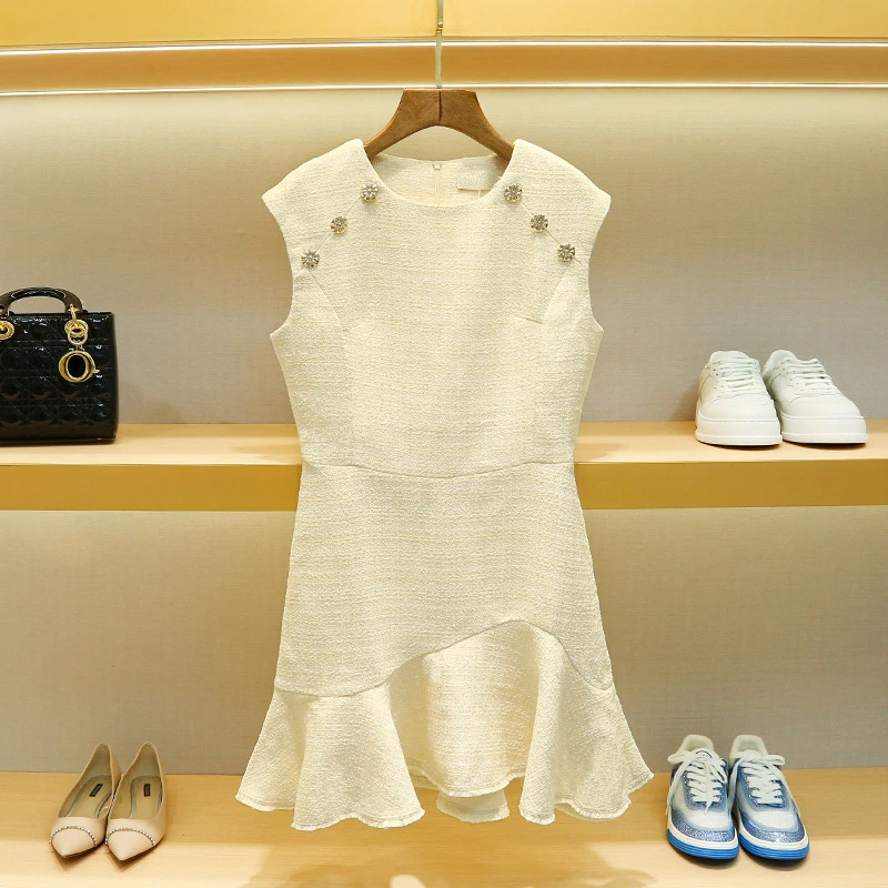 2023 Spring French White Office Ladies Sleeveless Dress Korean Elegant O Neck Loose Tweed Fishtail Dress for Women Summer
2023 Spring French White Office Ladies Sleeveless Dress Korean Elegant O Neck Loose Tweed Fishtail Dress for Women Summer