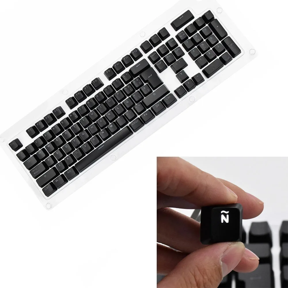 Spanish Keycaps For Mechanical Keyboard Compatible With MX Switches Double Shot Support Led Lighting Keycaps Black
Spanish Keycaps For Mechanical Keyboard Compatible With MX Switches Double Shot Support Led Lighting Keycaps Black