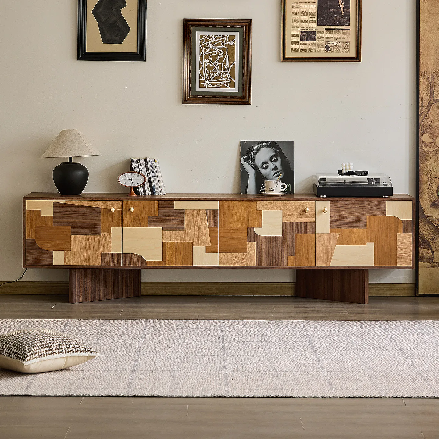 Solid wood TV cabinet, antique walnut wood living room, household floor storage and storage integrated TV cabinet
Solid wood TV cabinet, antique walnut wood living room, household floor storage and storage integrated TV cabinet