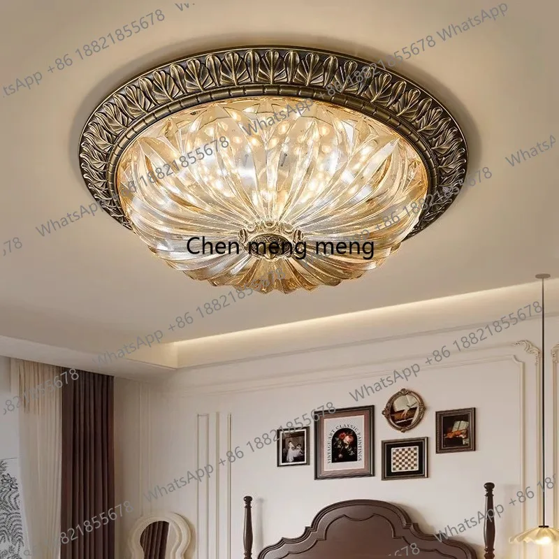 All-copper American medieval French vintage bedroom ceiling lamp New bronze master bedroom study
All-copper American medieval French vintage bedroom ceiling lamp New bronze master bedroom study