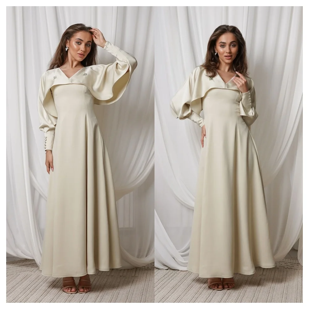 Customized Formal Jersey Evening Dress Classic V-Neck Long Sleeves Party Dress High Quality A-Line Ankle Length Celebrity Gowns
Customized Formal Jersey Evening Dress Classic V-Neck Long Sleeves Party Dress High Quality A-Line Ankle Length Celebrity Gowns