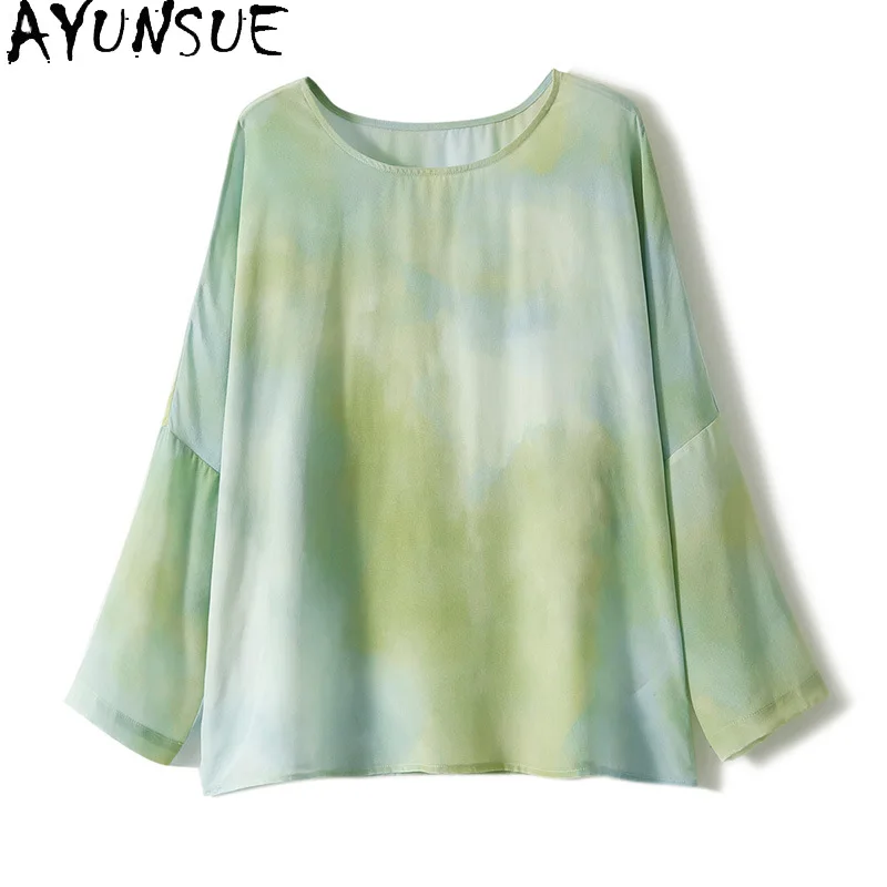 AYUNSUE Double Crepe Silk Women's T-shirts Stylish O-neck Pullover Long Sleeve Tops for Woman Casual Loose Woman Clothes Одежда
AYUNSUE Double Crepe Silk Women's T-shirts Stylish O-neck Pullover Long Sleeve Tops for Woman Casual Loose Woman Clothes Одежда