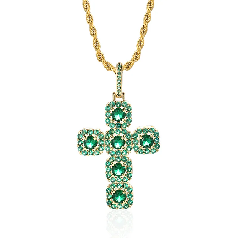 Hip Hop Prong Set AAA CZ Stone Bling Iced Out Green Blue Cross Pendant Necklace for Men Rapper Jewelry Drop Shipping
Hip Hop Prong Set AAA CZ Stone Bling Iced Out Green Blue Cross Pendant Necklace for Men Rapper Jewelry Drop Shipping