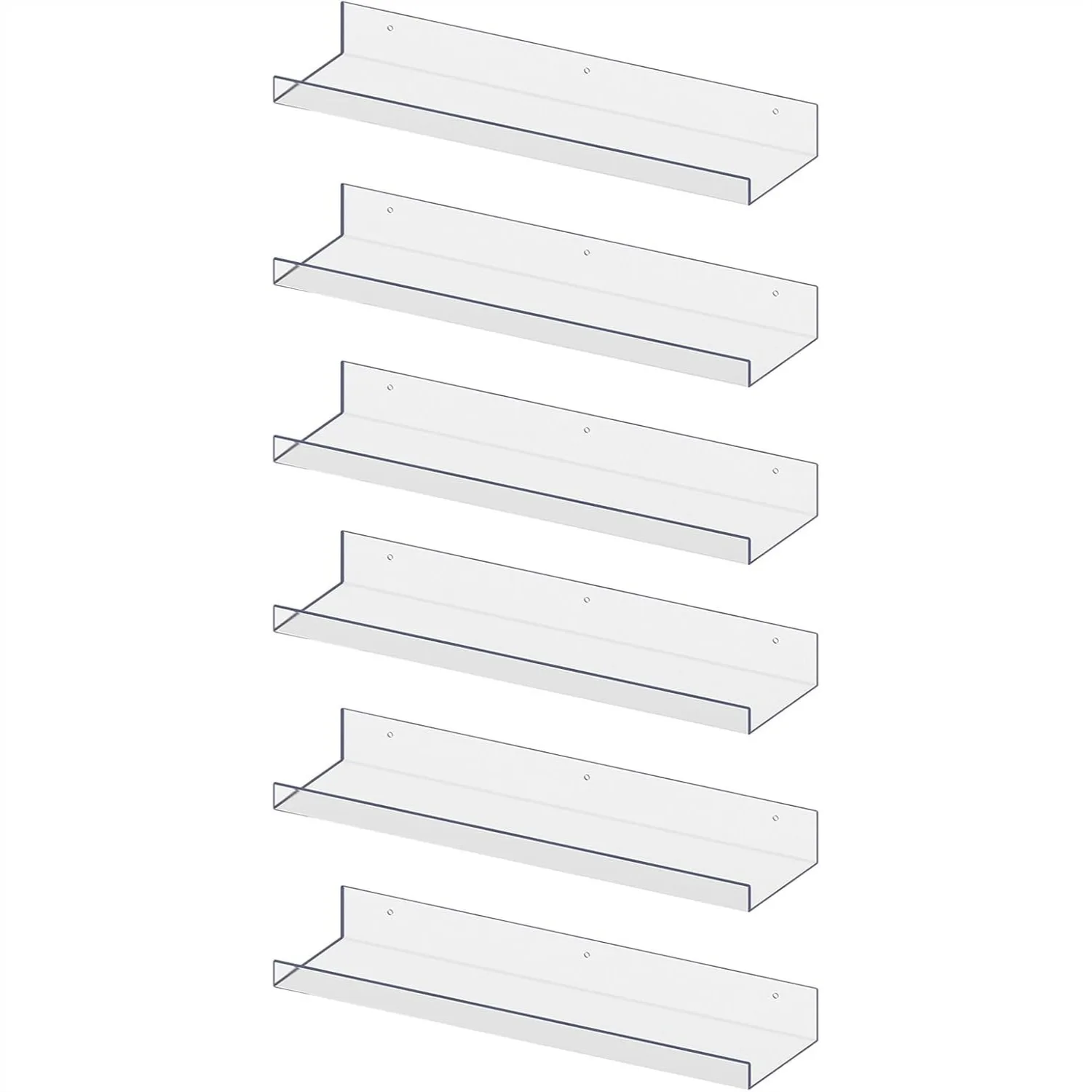 6 Pack Acrylic Shelves, 15" Floating Wall Shelves for Bedroom, Living Room, Bathroom, Kitchen Storage
6 Pack Acrylic Shelves, 15" Floating Wall Shelves for Bedroom, Living Room, Bathroom, Kitchen Storage