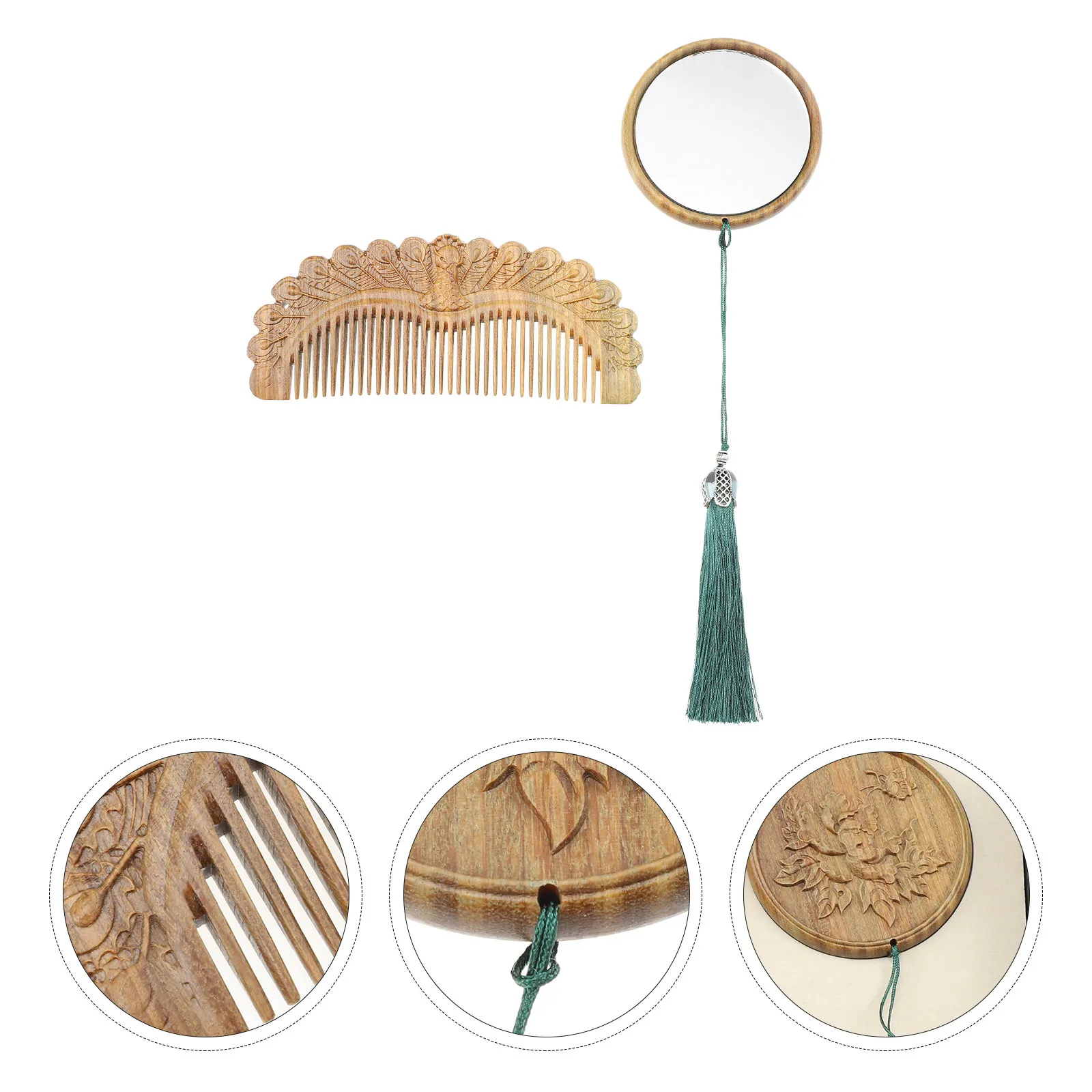 1Set Carved Wooden Mirror Comb Set Chic Makeup Touch Up Kit for Women Natural Sandalwood Retro Chinese Style Portable
1Set Carved Wooden Mirror Comb Set Chic Makeup Touch Up Kit for Women Natural Sandalwood Retro Chinese Style Portable
