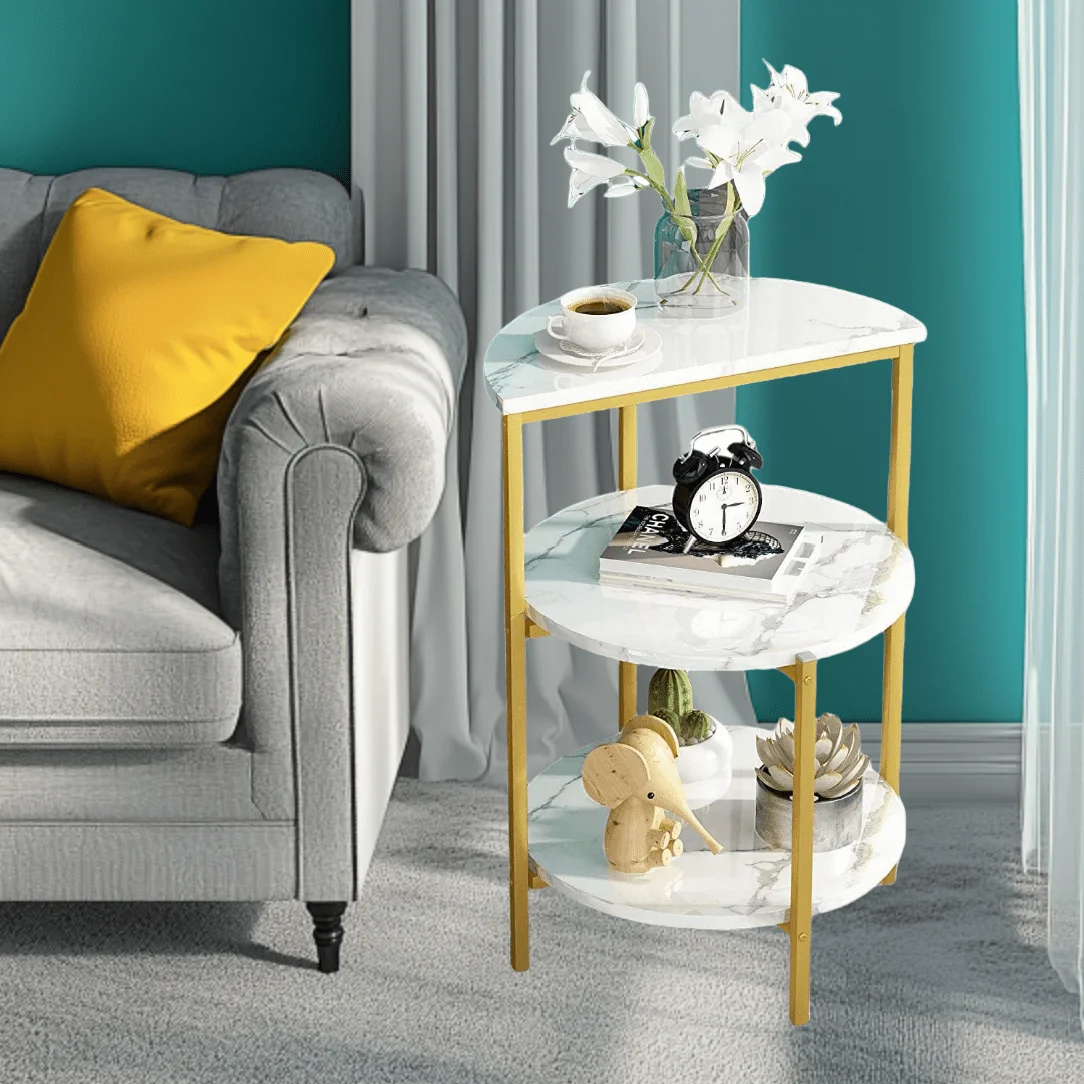 3-Tier Faux Marble Side Table for Living Room, Small Round Coffee Table with Gold Metal Frame, Bedside Tables Nightstand
3-Tier Faux Marble Side Table for Living Room, Small Round Coffee Table with Gold Metal Frame, Bedside Tables Nightstand