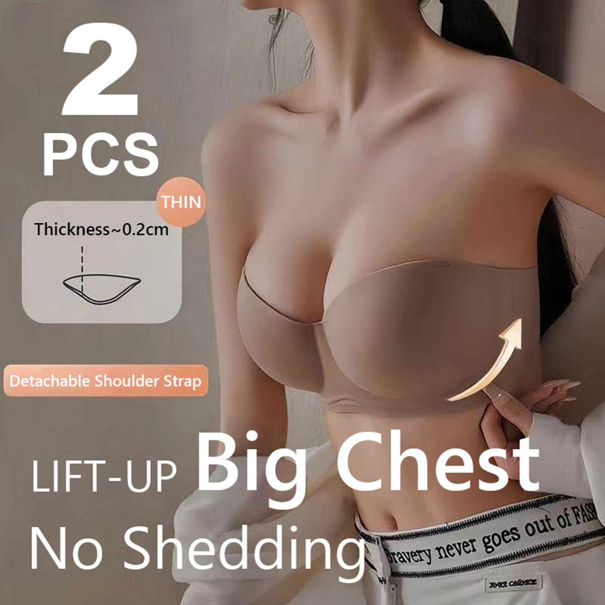 2PCS Lingeries Solid Color Strapless Non Slip Bra Thin Push Up Underwear Seamless Wire Free Bras Women Daily Homewear Casual
2PCS Lingeries Solid Color Strapless Non Slip Bra Thin Push Up Underwear Seamless Wire Free Bras Women Daily Homewear Casual
