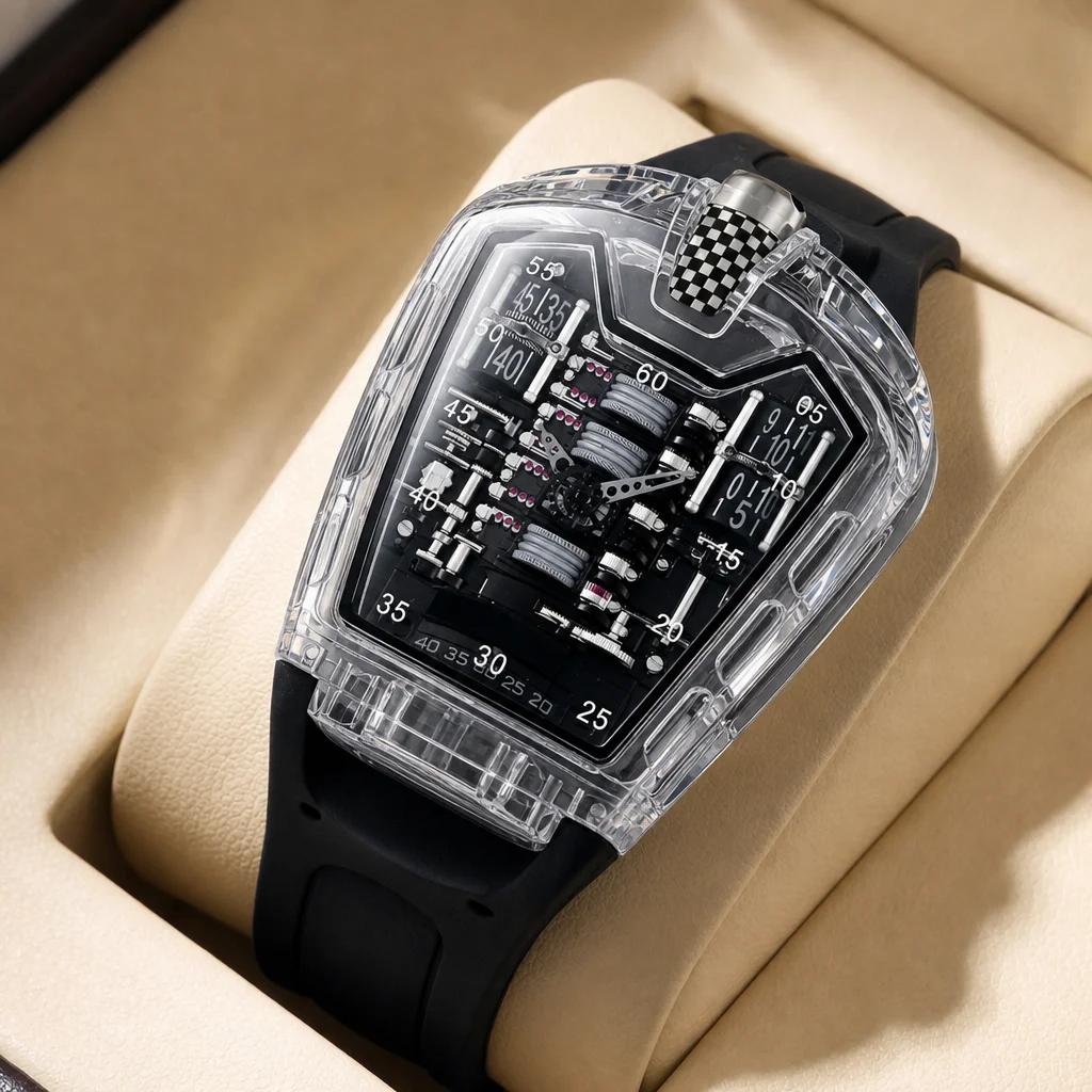 1pcs Men's black dial silicone strap vintage fashion tonneau case skeleton sporty details Quartz Watch for daily business party
1pcs Men's black dial silicone strap vintage fashion tonneau case skeleton sporty details Quartz Watch for daily business party