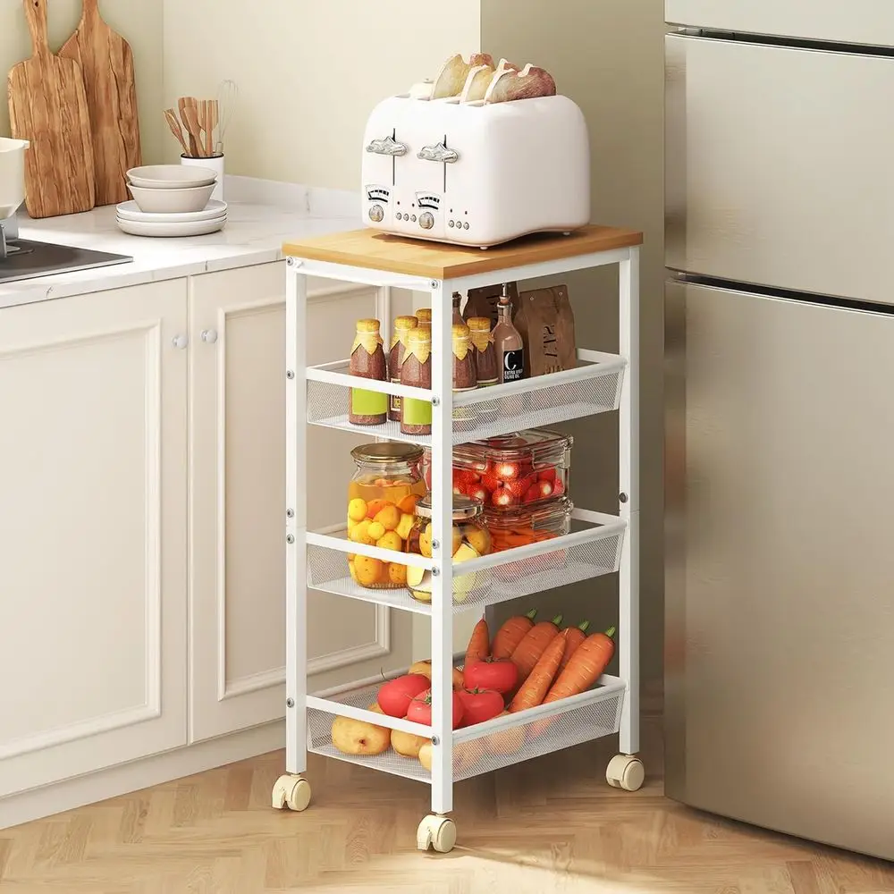 4-Tier 11.8 Wide Rolling Kitchen Storage Cart, Utility Cart with Handle & Wheels, Mobile Shelving Unit for Home Kitchen, Laundry
4-Tier 11.8 Wide Rolling Kitchen Storage Cart, Utility Cart with Handle & Wheels, Mobile Shelving Unit for Home Kitchen, Laundry