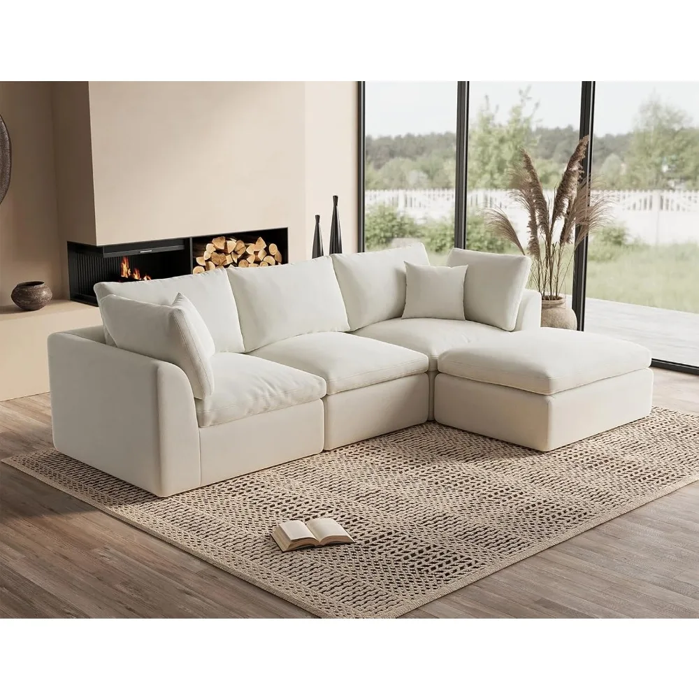 110" Cloud Sectional Couches for Living Room, Convertible L-Shape Couch with Ottoman, 3 Seater Modular Sectional Sofa, Warm Whit
110" Cloud Sectional Couches for Living Room, Convertible L-Shape Couch with Ottoman, 3 Seater Modular Sectional Sofa, Warm Whit