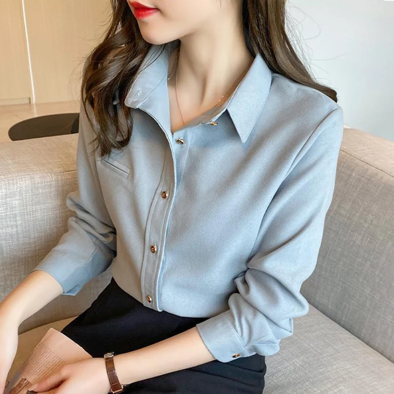 Простые однотонные офисные женские рубашки с лацканами, весенне-осенние повседневные свободные однобортные рубашки, базовые официальные рубашки для поездок на работу
Простые однотонные офисные женские рубашки с лацканами, весенне-осенние повседневные свободные однобортные рубашки, базовые официальные рубашки для поездок на работу