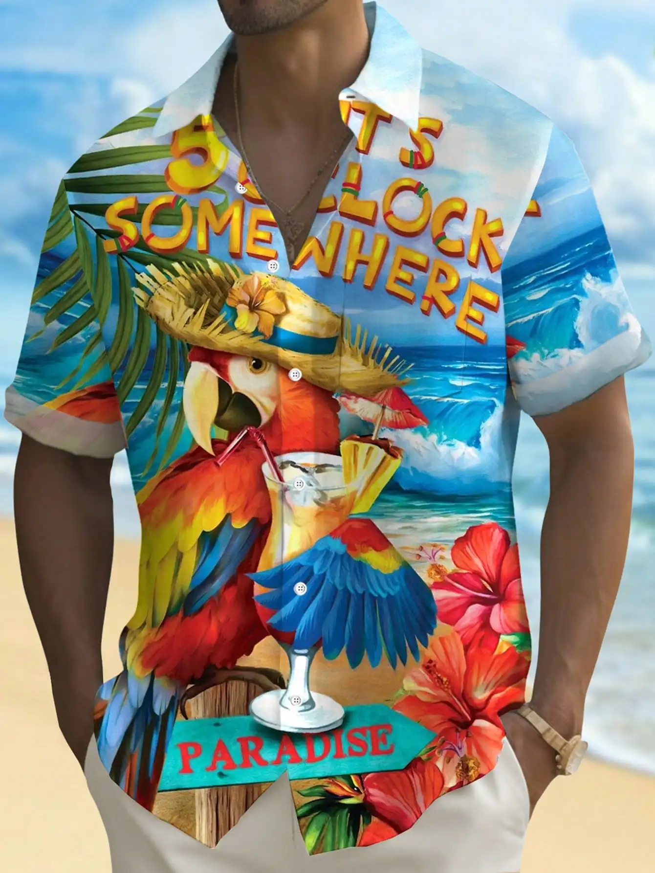 Men's Short Sleeve Button-Front Tropical Print Casual Shirt
Men's Short Sleeve Button-Front Tropical Print Casual Shirt