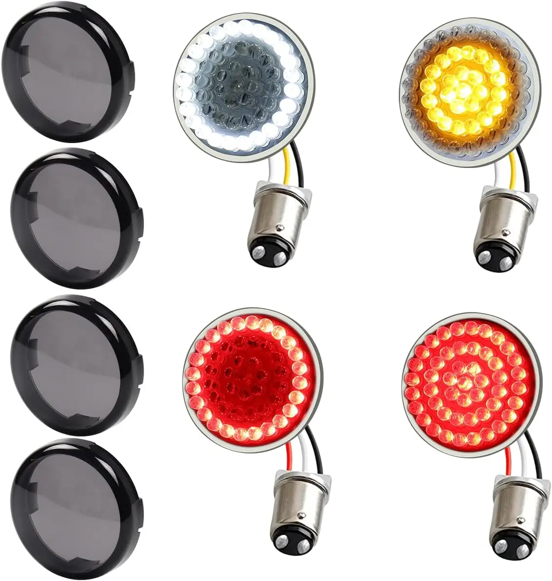1157 Front Rear LED Turn Signal, 2 Inch Bullet Double Contacts Motorcycle Brake Running Light for Harley Street Glide, Dyna
1157 Front Rear LED Turn Signal, 2 Inch Bullet Double Contacts Motorcycle Brake Running Light for Harley Street Glide, Dyna