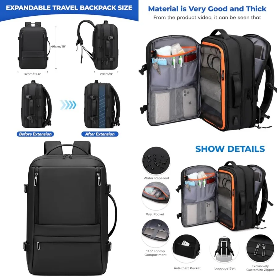 Carry On Travel Backpack for Airplanes 35L Suitcase Backpack Luggage Business Weekender Bag - Expandable Travel Carry On Flight
Carry On Travel Backpack for Airplanes 35L Suitcase Backpack Luggage Business Weekender Bag - Expandable Travel Carry On Flight