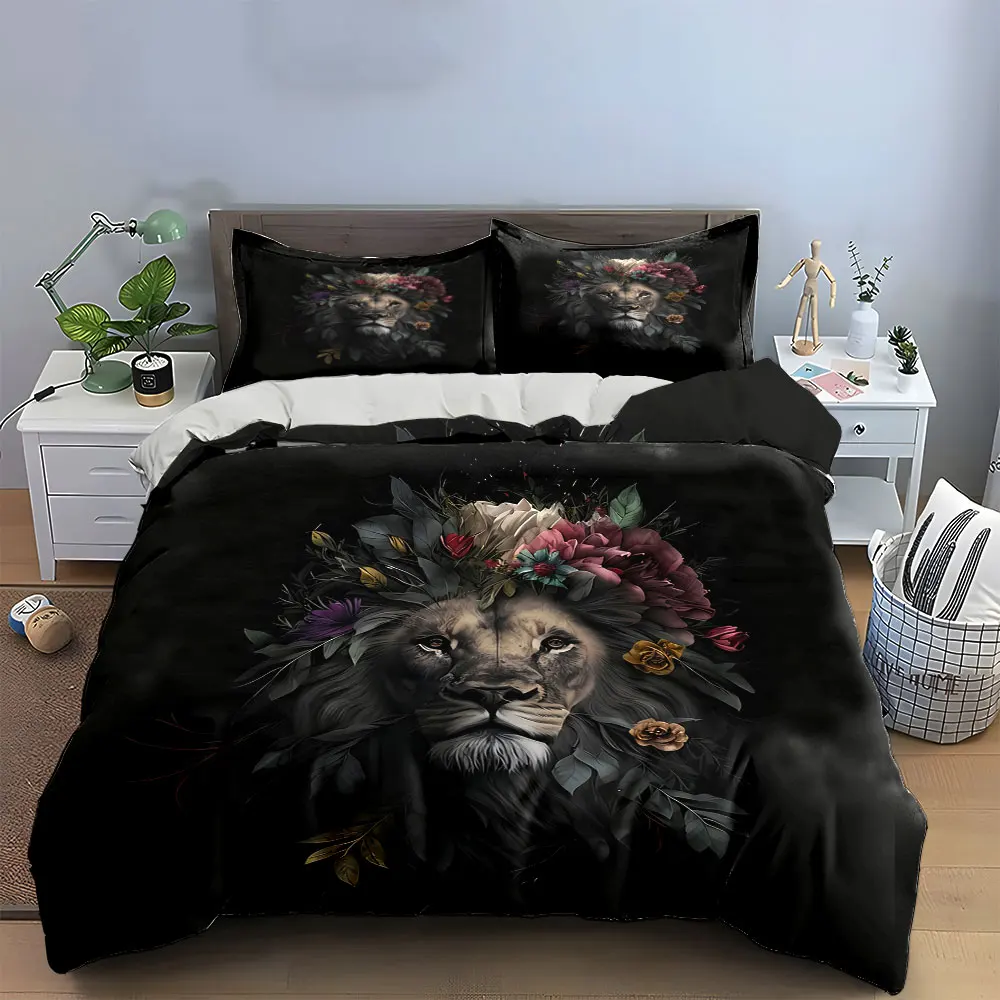 Lion Floral Art Decor Prints Soft Comfortable Duvet Cover Bedding Set Included 1*Duvet Cover & 2*Pillowcases, gift
Lion Floral Art Decor Prints Soft Comfortable Duvet Cover Bedding Set Included 1*Duvet Cover & 2*Pillowcases, gift