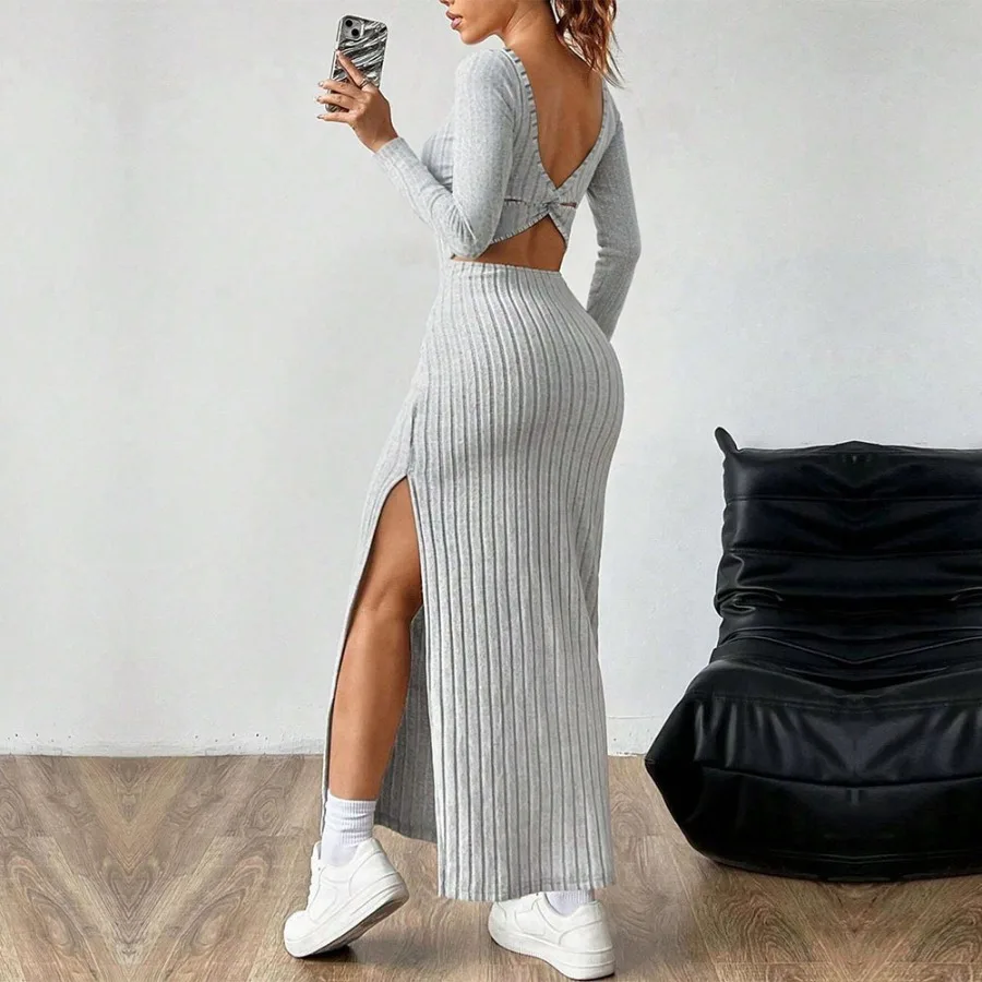 【New style】 women's clothing simple and elegant dress spring and summer square collar, backless design, long-sleeved and mid-le
【New style】 women's clothing simple and elegant dress spring and summer square collar, backless design, long-sleeved and mid-le