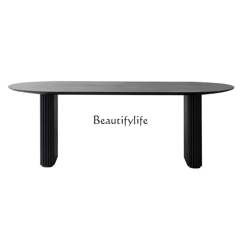 American solid wood French retro oval dining table modern simple dining room long table black
American solid wood French retro oval dining table modern simple dining room long table black
