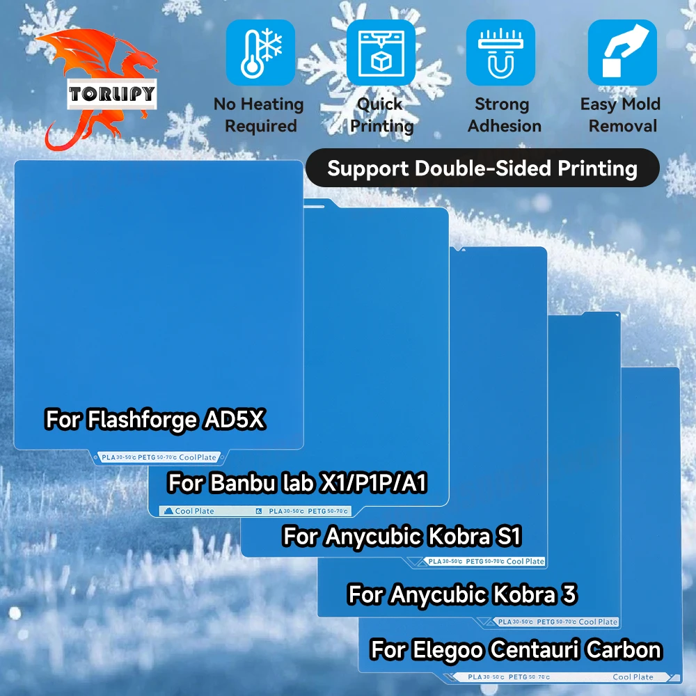 Обновленная рабочая пластина для Bambu lab/Anycubic/Elegoo/Flashforge, холодная пластина PLA PETG, пружинная сталь, двусторонняя печать, нагревательная платформа