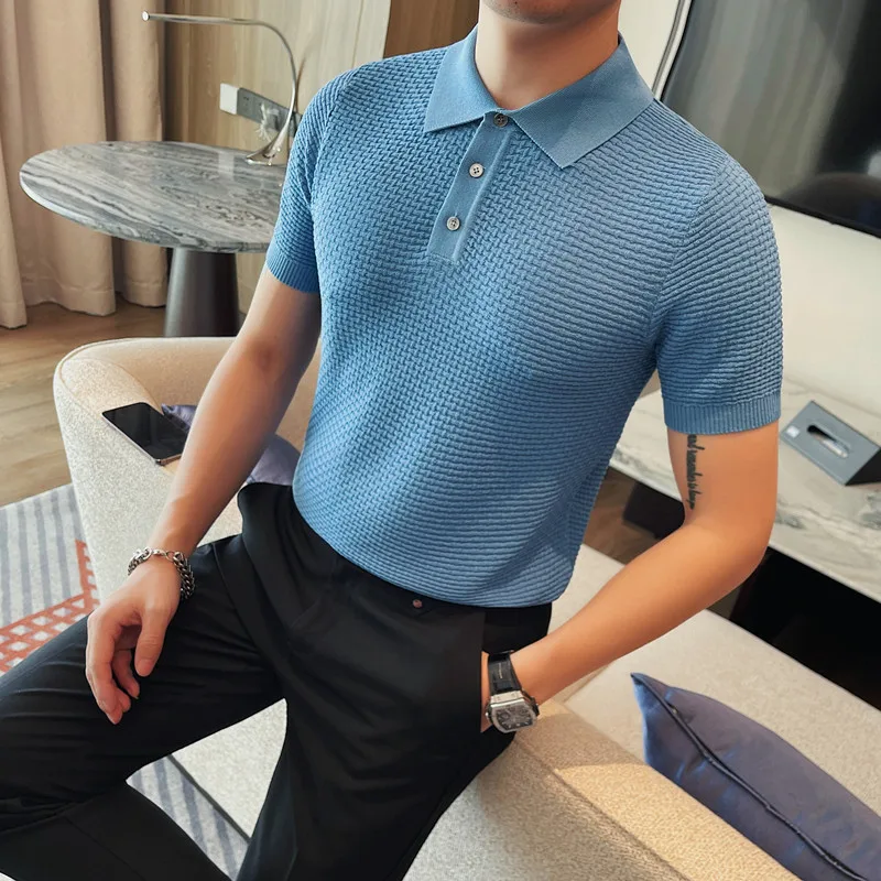 Summer Knit Polo Shirts For Men Korean Luxury Clothing Short Sleeve Elegant Mens Casual Polos Slim Fit Breathable Business Tees
Summer Knit Polo Shirts For Men Korean Luxury Clothing Short Sleeve Elegant Mens Casual Polos Slim Fit Breathable Business Tees