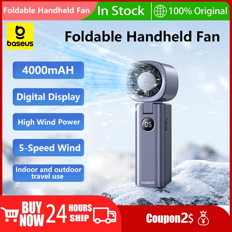 Baseus Foldable Handheld Fan 5-Speed Wind and Digital Display 4000mAh Rechargeable Portable Mini Fan For Indoor and Outdoor Use
Baseus Foldable Handheld Fan 5-Speed Wind and Digital Display 4000mAh Rechargeable Portable Mini Fan For Indoor and Outdoor Use